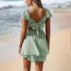 imageEXLURA Womens 2025 Summer Ruffle Short Sleeve Tie Back Romper Dress Square Neck A Line Cute Dressy Short JumpsuitsMint Green