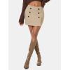imageEXLURA Womens Button Bodycon Mini Skirt Sexy Night Club High Waist Elastic Y2K Fall Winter Plaid SkirtsApricot