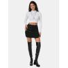 imageEXLURA Womens Button Bodycon Mini Skirt Sexy Night Club High Waist Elastic Y2K Fall Winter Plaid SkirtsBlack