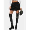 imageEXLURA Womens Button Bodycon Mini Skirt Sexy Night Club High Waist Elastic Y2K Fall Winter Plaid SkirtsBlack