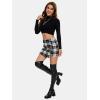 imageEXLURA Womens Button Bodycon Mini Skirt Sexy Night Club High Waist Elastic Y2K Fall Winter Plaid SkirtsBlack Plaid