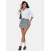 imageEXLURA Womens Button Bodycon Mini Skirt Sexy Night Club High Waist Elastic Y2K Fall Winter Plaid SkirtsBlack White