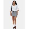 imageEXLURA Womens Button Bodycon Mini Skirt Sexy Night Club High Waist Elastic Y2K Fall Winter Plaid SkirtsBlack White
