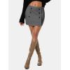 imageEXLURA Womens Button Bodycon Mini Skirt Sexy Night Club High Waist Elastic Y2K Fall Winter Plaid SkirtsDark Grey