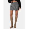 imageEXLURA Womens Button Bodycon Mini Skirt Sexy Night Club High Waist Elastic Y2K Fall Winter Plaid SkirtsDark Grey