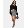 imageEXLURA Womens Button Bodycon Mini Skirt Sexy Night Club High Waist Elastic Y2K Fall Winter Plaid SkirtsDark Grey