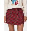 imageEXLURA Womens Button Bodycon Mini Skirt Sexy Night Club High Waist Elastic Y2K Fall Winter Plaid SkirtsDark Red