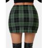 imageEXLURA Womens Button Bodycon Mini Skirt Sexy Night Club High Waist Elastic Y2K Fall Winter Plaid SkirtsGreen Plaid
