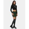 imageEXLURA Womens Button Bodycon Mini Skirt Sexy Night Club High Waist Elastic Y2K Fall Winter Plaid SkirtsGreen Plaid