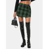 imageEXLURA Womens Button Bodycon Mini Skirt Sexy Night Club High Waist Elastic Y2K Fall Winter Plaid SkirtsGreen Plaid