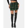 imageEXLURA Womens Button Bodycon Mini Skirt Sexy Night Club High Waist Elastic Y2K Fall Winter Plaid SkirtsGreen Plaid