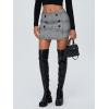 imageEXLURA Womens Button Bodycon Mini Skirt Sexy Night Club High Waist Elastic Y2K Fall Winter Plaid SkirtsGrey