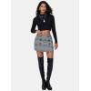 imageEXLURA Womens Button Bodycon Mini Skirt Sexy Night Club High Waist Elastic Y2K Fall Winter Plaid SkirtsGrey