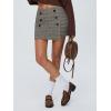 imageEXLURA Womens Button Bodycon Mini Skirt Sexy Night Club High Waist Elastic Y2K Fall Winter Plaid SkirtsKhaki