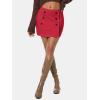 imageEXLURA Womens Button Bodycon Mini Skirt Sexy Night Club High Waist Elastic Y2K Fall Winter Plaid SkirtsRed