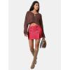 imageEXLURA Womens Button Bodycon Mini Skirt Sexy Night Club High Waist Elastic Y2K Fall Winter Plaid SkirtsRed