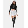 imageEXLURA Womens Button Bodycon Mini Skirt Sexy Night Club High Waist Elastic Y2K Fall Winter Plaid SkirtsWhite Plaid