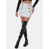 imageEXLURA Womens Button Bodycon Mini Skirt Sexy Night Club High Waist Elastic Y2K Fall Winter Plaid SkirtsWhite Plaid
