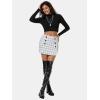 imageEXLURA Womens Button Bodycon Mini Skirt Sexy Night Club High Waist Elastic Y2K Fall Winter Plaid SkirtsWhite Plaid