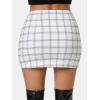 imageEXLURA Womens Button Bodycon Mini Skirt Sexy Night Club High Waist Elastic Y2K Fall Winter Plaid SkirtsWhite Plaid