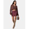 imageEXLURA Womens Button Bodycon Mini Skirt Sexy Night Club High Waist Elastic Y2K Fall Winter Plaid SkirtsWine Red