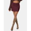 imageEXLURA Womens Button Bodycon Mini Skirt Sexy Night Club High Waist Elastic Y2K Fall Winter Plaid SkirtsWine Red