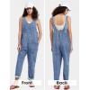 imageEXLURA Womens Fall High Roller Denim Bib Jumpsuits Casual Loose Overalls Baggy Jeans Romper with Pockets 2024 OutfitsDenim Light Blue