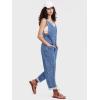 imageEXLURA Womens Fall High Roller Denim Bib Jumpsuits Casual Loose Overalls Baggy Jeans Romper with Pockets 2024 OutfitsDenim Light Blue