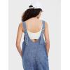 imageEXLURA Womens Fall High Roller Denim Bib Jumpsuits Casual Loose Overalls Baggy Jeans Romper with Pockets 2024 OutfitsDenim Light Blue