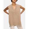 imageEXLURA Womens Oversized Sweater Vest Knit V Neck Tunic Casual Sleeveless Long Pullover Tank Tops Winter Spring Trendy 2025Apricot