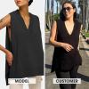 imageEXLURA Womens Oversized Sweater Vest Knit V Neck Tunic Casual Sleeveless Long Pullover Tank Tops Winter Spring Trendy 2025Black