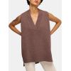 imageEXLURA Womens Oversized Sweater Vest Knit V Neck Tunic Casual Sleeveless Long Pullover Tank Tops Winter Spring Trendy 2025Brown