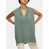 imageEXLURA Womens Oversized Sweater Vest Knit V Neck Tunic Casual Sleeveless Long Pullover Tank Tops Winter Spring Trendy 2025Green