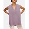imageEXLURA Womens Oversized Sweater Vest Knit V Neck Tunic Casual Sleeveless Long Pullover Tank Tops Winter Spring Trendy 2025Grey Purple