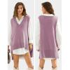 imageEXLURA Womens Oversized Sweater Vest Knit V Neck Tunic Casual Sleeveless Long Pullover Tank Tops Winter Spring Trendy 2025Grey Purple