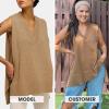 imageEXLURA Womens Oversized Sweater Vest Knit V Neck Tunic Casual Sleeveless Long Pullover Tank Tops Winter Spring Trendy 2025Light Brown
