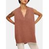 imageEXLURA Womens Oversized Sweater Vest Knit V Neck Tunic Casual Sleeveless Long Pullover Tank Tops Winter Spring Trendy 2025Red Brown