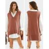 imageEXLURA Womens Oversized Sweater Vest Knit V Neck Tunic Casual Sleeveless Long Pullover Tank Tops Winter Spring Trendy 2025Red Brown
