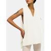 imageEXLURA Womens Oversized Sweater Vest Knit V Neck Tunic Casual Sleeveless Long Pullover Tank Tops Winter Spring Trendy 2025White
