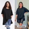 imageEXLURA Womens Summer Oversized T Shirts 2025 Casual Short Sleeve Loose Maternity Tops Crewneck Tunic Plus Gym Workout TopBlack