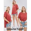 imageEXLURA Womens Summer Oversized T Shirts 2025 Casual Short Sleeve Loose Maternity Tops Crewneck Tunic Plus Gym Workout TopBrick Red