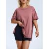 imageEXLURA Womens Summer Oversized T Shirts 2025 Casual Short Sleeve Loose Maternity Tops Crewneck Tunic Plus Gym Workout TopBrown