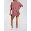 imageEXLURA Womens Summer Oversized T Shirts 2025 Casual Short Sleeve Loose Maternity Tops Crewneck Tunic Plus Gym Workout TopBrown
