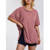 imageEXLURA Womens Summer Oversized T Shirts 2025 Casual Short Sleeve Loose Maternity Tops Crewneck Tunic Plus Gym Workout TopBrown