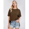 imageEXLURA Womens Summer Oversized T Shirts 2025 Casual Short Sleeve Loose Maternity Tops Crewneck Tunic Plus Gym Workout TopDark Brown