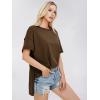 imageEXLURA Womens Summer Oversized T Shirts 2025 Casual Short Sleeve Loose Maternity Tops Crewneck Tunic Plus Gym Workout TopDark Brown