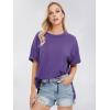 imageEXLURA Womens Summer Oversized T Shirts 2025 Casual Short Sleeve Loose Maternity Tops Crewneck Tunic Plus Gym Workout TopDark Purple