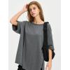 imageEXLURA Womens Summer Oversized T Shirts 2025 Casual Short Sleeve Loose Maternity Tops Crewneck Tunic Plus Gym Workout TopDeep Grey