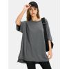 imageEXLURA Womens Summer Oversized T Shirts 2025 Casual Short Sleeve Loose Maternity Tops Crewneck Tunic Plus Gym Workout TopDeep Grey