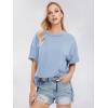 imageEXLURA Womens Summer Oversized T Shirts 2025 Casual Short Sleeve Loose Maternity Tops Crewneck Tunic Plus Gym Workout TopGrey Blue